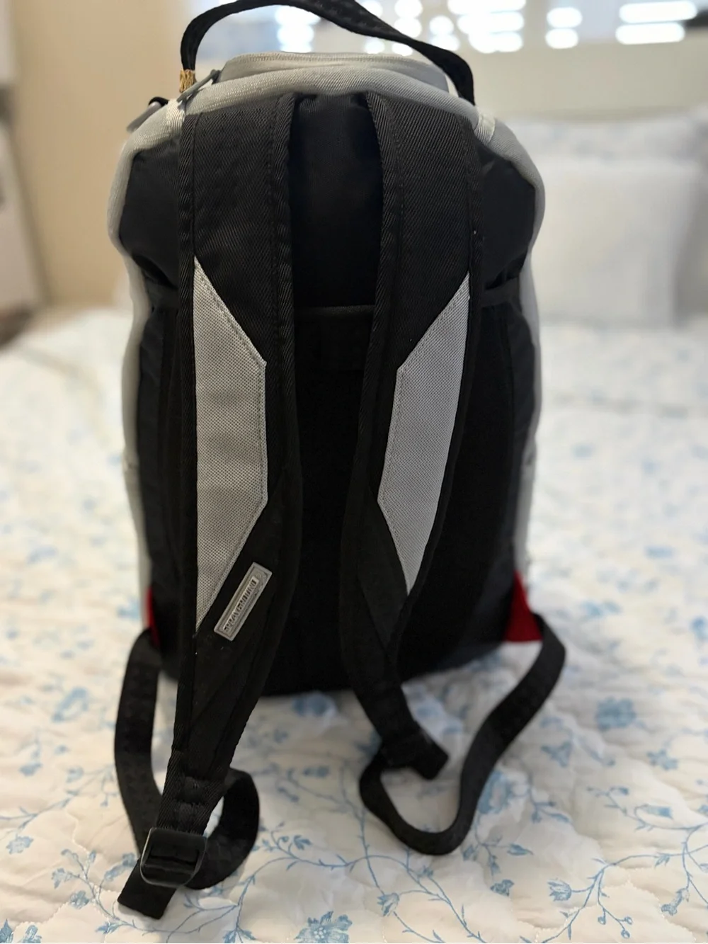 Sprayground Gray Shark Accent Backpack - Light Blue Detail